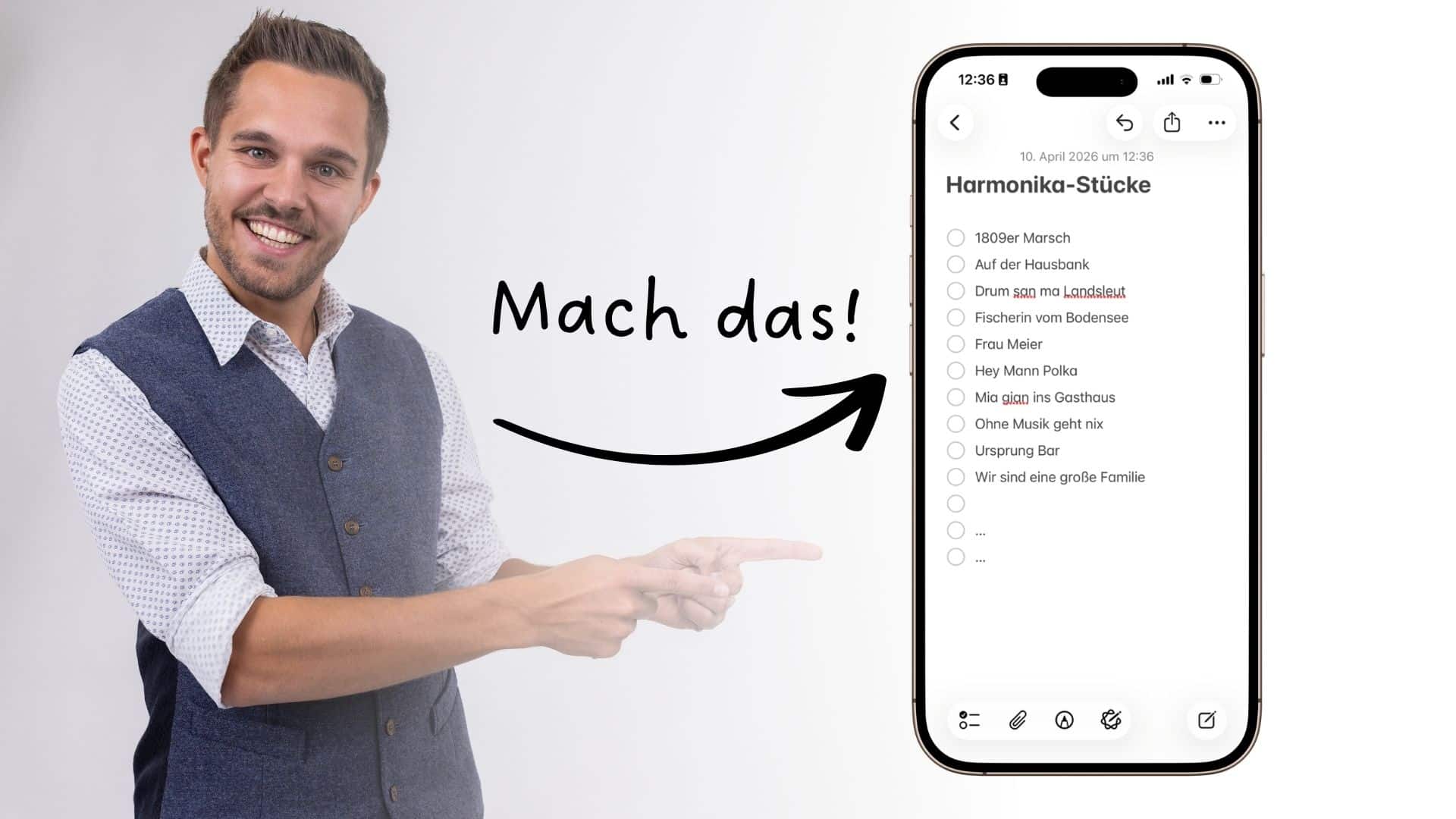 Richi zeigt auf einen Tipp zum Repertoire-Erhalt